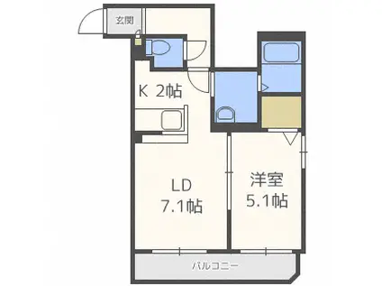 ゼスティ東札幌アネックス(1LDK/2階)の間取り写真
