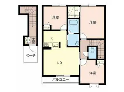 ヴィラ・ラタウィ(3LDK/2階)の間取り写真