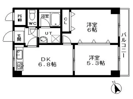 パシフィック早稲田(2DK/7階)の間取り写真