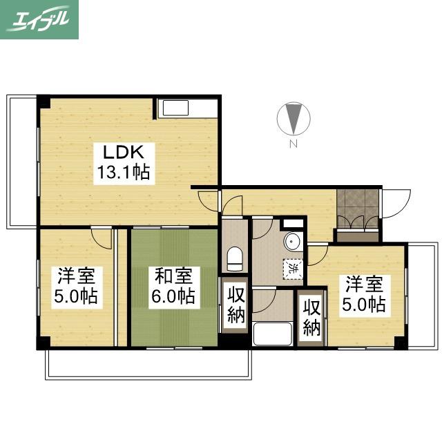 桑田町パークマンション(3LDK/4階)の間取り写真