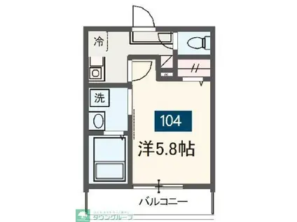 MELDIA稲城II(1K/2階)の間取り写真