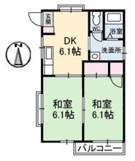 メゾン海老園C棟(2DK/2階)の間取り写真