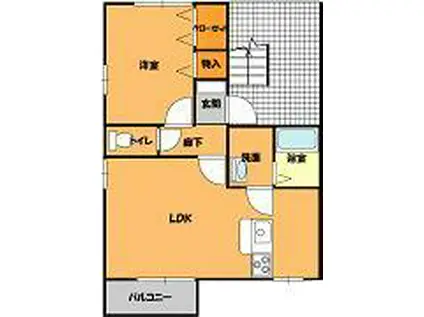 アンジェラスD(1LDK/2階)の間取り写真