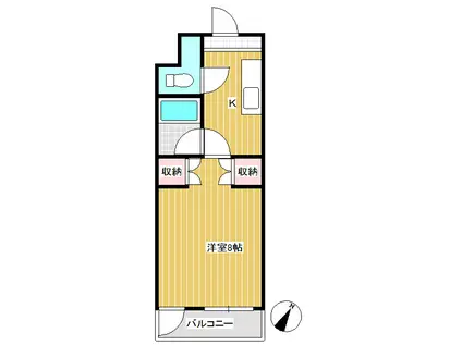 コーポ若林(1K/2階)の間取り写真