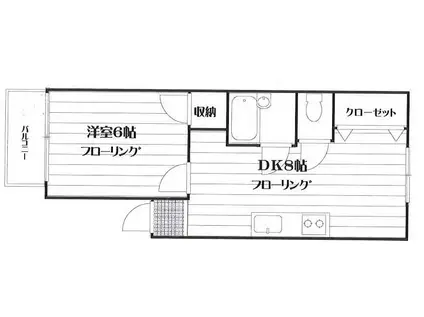 桜台マイコーポ(1DK/2階)の間取り写真