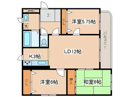 MAISONグランメール(3LDK/1階)の間取り写真