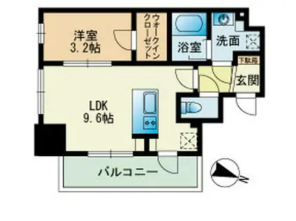 ビエネスタ千代県庁口(1LDK/2階)の間取り写真
