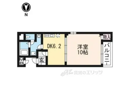 ブルック御池(1DK/1階)の間取り写真