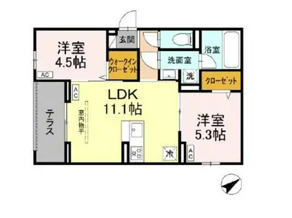 アルスフィルド相模原(2LDK/1階)の間取り写真