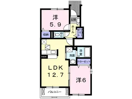 ガーデンヒル西里(2LDK/1階)の間取り写真