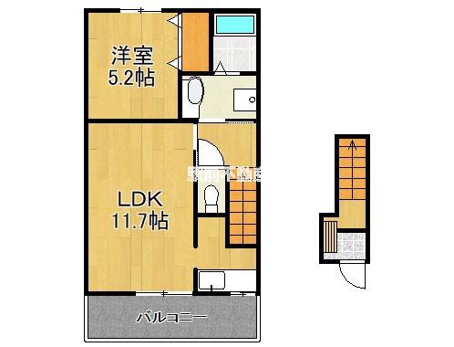 グラン シエル 弐番館(1LDK/2階)の間取り写真