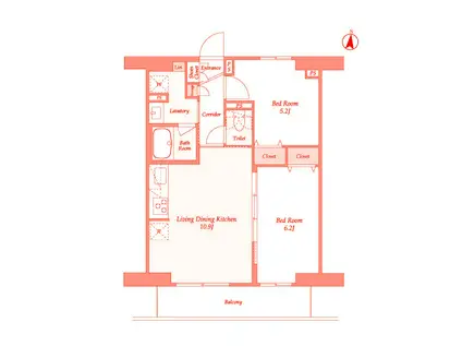 LIBR GRANT 藤沢(2LDK/8階)の間取り写真