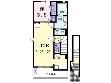 ルピナス(1LDK/2階)の間取り写真