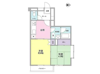 リトル上原(2DK/2階)の間取り写真