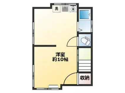 大政荘(ワンルーム/2階)の間取り写真