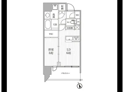 シーズンフラッツ代々木(1LDK/2階)の間取り写真