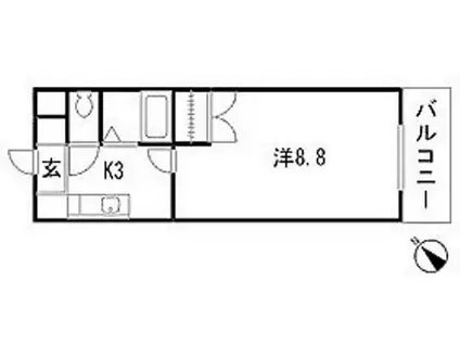 ウイル緑井(1K/1階)の間取り写真