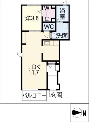 エル北町(1LDK/1階)の間取り写真