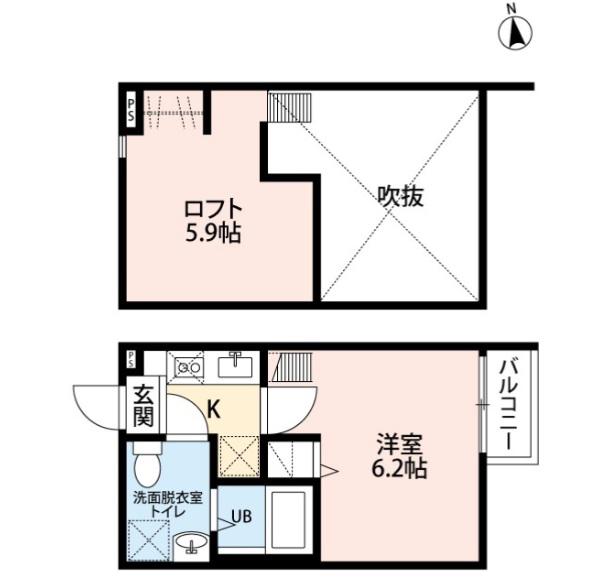 ブエナビスタ長町(1K/2階)の間取り写真