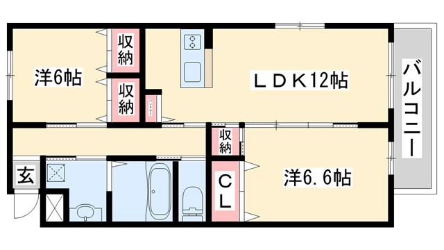 山陽電鉄本線 尾上の松駅 徒歩26分 2階建 築5年(1LDK/1階)の間取り写真