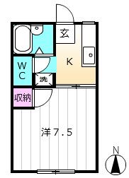 メゾン セラータ牧(1K/1階)の間取り写真