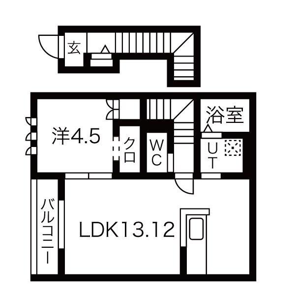 チェルシー広畑(1LDK/1階)の間取り写真