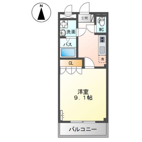 オレンジビレッジ(1K/2階)の間取り写真