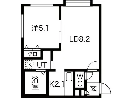 ヴィラ リベルタス(1LDK/4階)の間取り写真