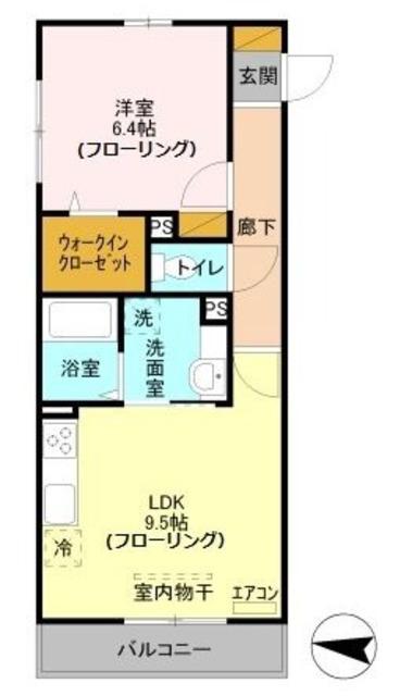 POLARIS(1LDK/3階)の間取り写真