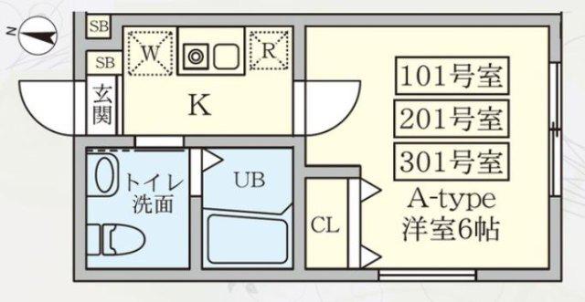 FJアスレイ参番館(1K/3階)の間取り写真