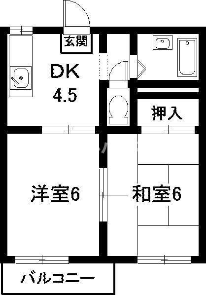 フレグランス市田(2DK/1階)の間取り写真