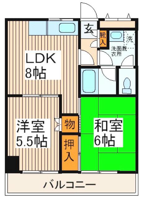 ラ・ベルメゾン小陽(2DK/4階)の間取り写真