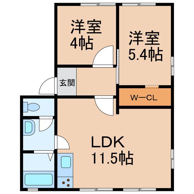 ラ・サルデーヌ(2LDK/1階)の間取り写真