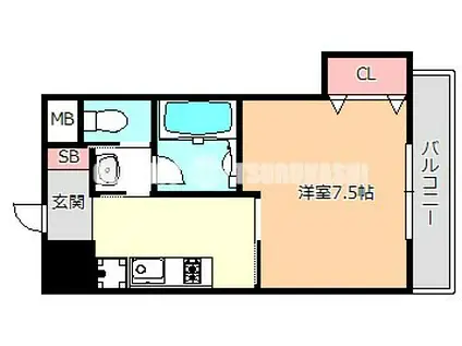 ブリリアン夕陽丘(1K/6階)の間取り写真