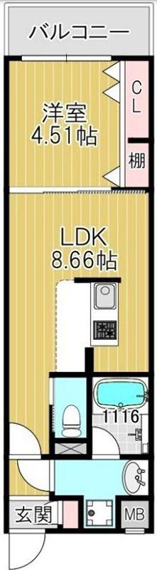 ガレリア加島(1LDK/3階)の間取り写真