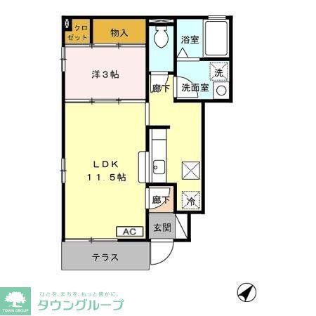 ルミエール大友A・B・C・D(1LDK/1階)の間取り写真
