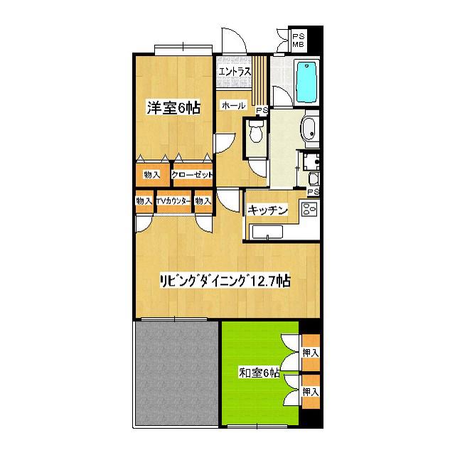 クリスタージュ弐番館(2LDK/1階)の間取り写真