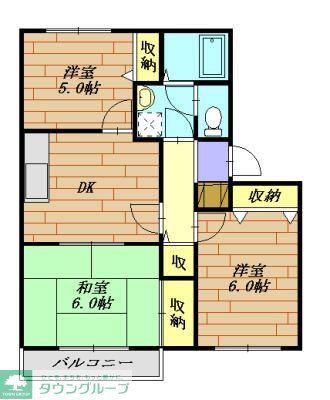 アビタシオン大和田B(3DK/2階)の間取り写真