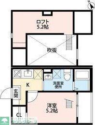 ソレイユの丘(1K/2階)の間取り写真