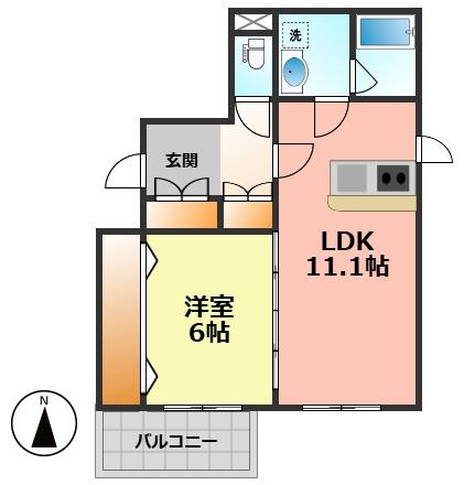 名古屋市西区平中町共同(1LDK/2階)の間取り写真