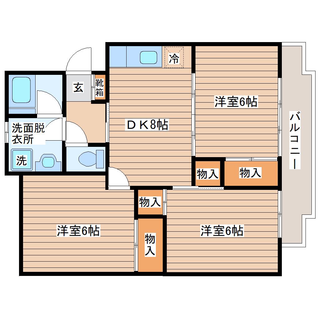 CADOG長町(3DK/2階)の間取り写真