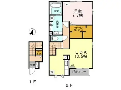 レガーロ 203(1LDK/2階)の間取り写真