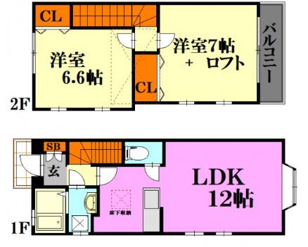 カスティージョ(2LDK/1階)の間取り写真