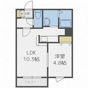 MANYS COURT(1LDK/3階)の間取り写真
