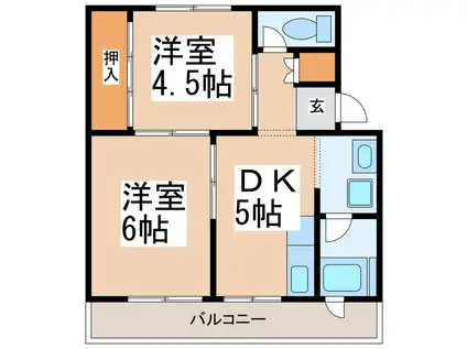 ビレッジハウス近見(2DK/4階)の間取り写真