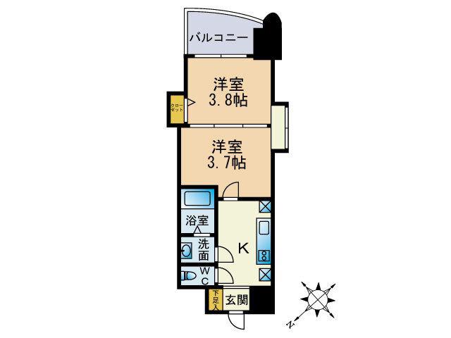 アリビオ博多駅北(2K/7階)の間取り写真
