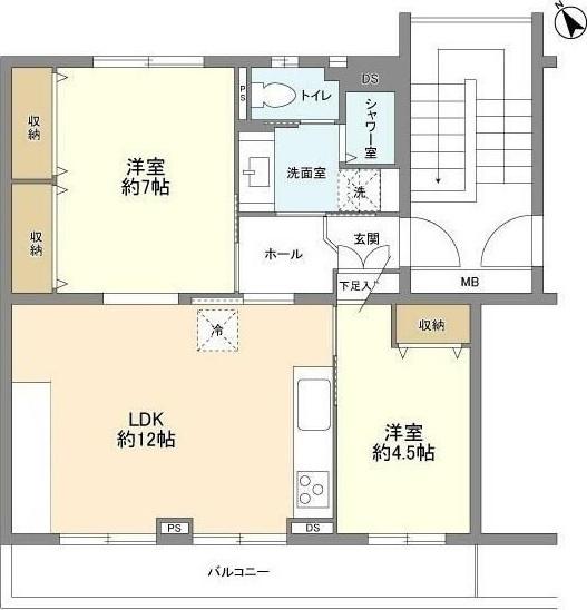 つくし野ローズプラザA地区B棟(2LDK/3階)の間取り写真