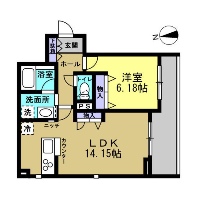 ポルトクオーレ(1LDK/1階)の間取り写真