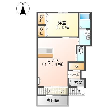 UNIVALYドリーム武雄(1LDK/1階)の間取り写真