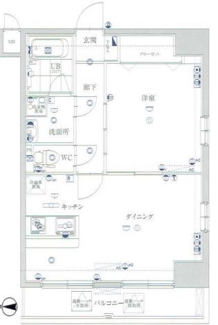 プレステージ西台ステーションフロント(1DK/9階)の間取り写真